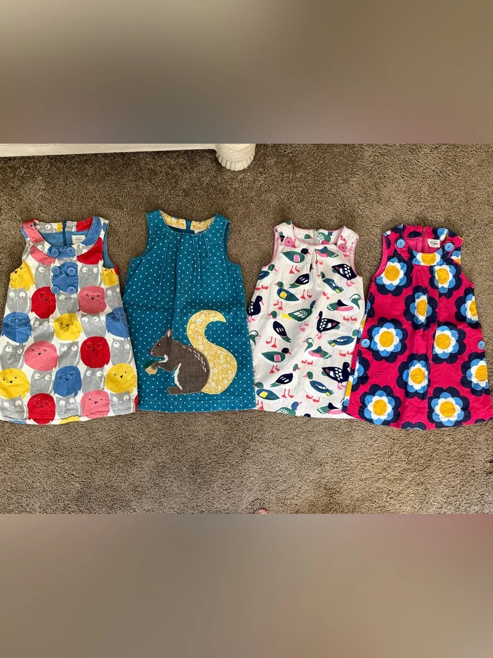 Mini Boden Teal Polka Dot Sleeveless Nightgown with Squirrel Applique pinnies!